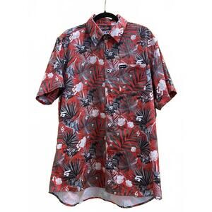 Dixxon Men's Limited Edition Snap On Tools Red Floral Button-Up Shirt Size Large
